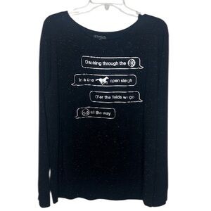 ❤️🎄FIFTH SUN Christmas Dashing Through the Snow Top Large Poly Rayon Spandex